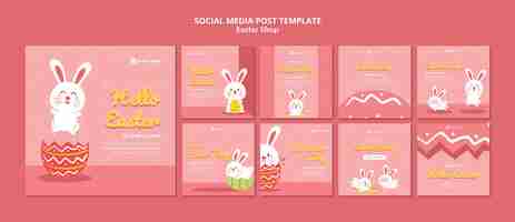 PSD gratuito plantilla linda de publicaciones de instagram del día de pascua