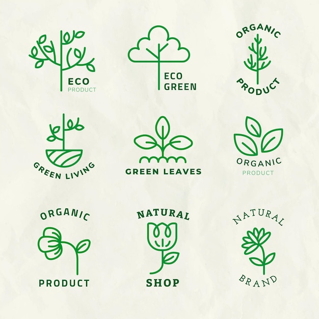 PSD gratuito plantilla de logotipo de línea eco psd para marca con conjunto de texto