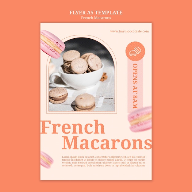 Plantilla de macarrones franceses de diseño plano