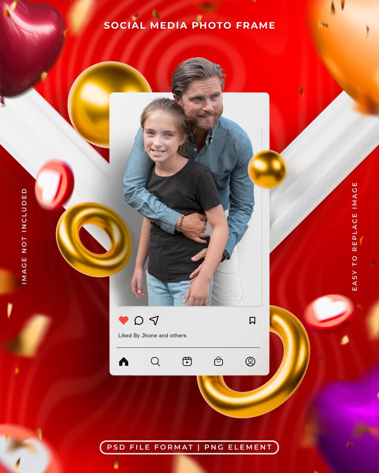 PSD gratuito plantilla de maqueta de marco de fotos y publicaciones de instagram