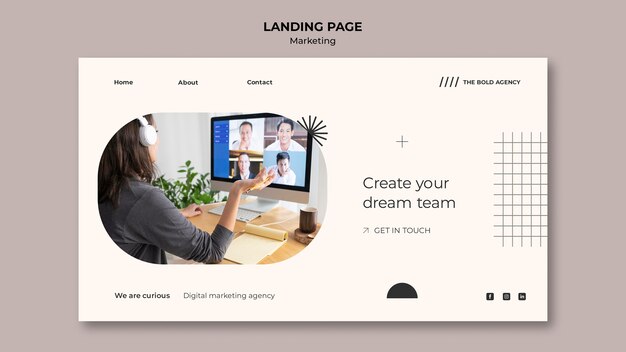 Plantilla de marketing de diseño plano mínimo