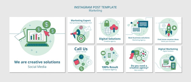 Plantilla de marketing de diseño plano