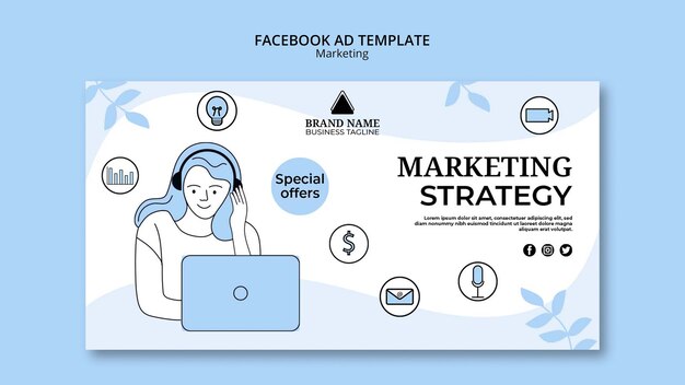 Plantilla de marketing de diseño plano