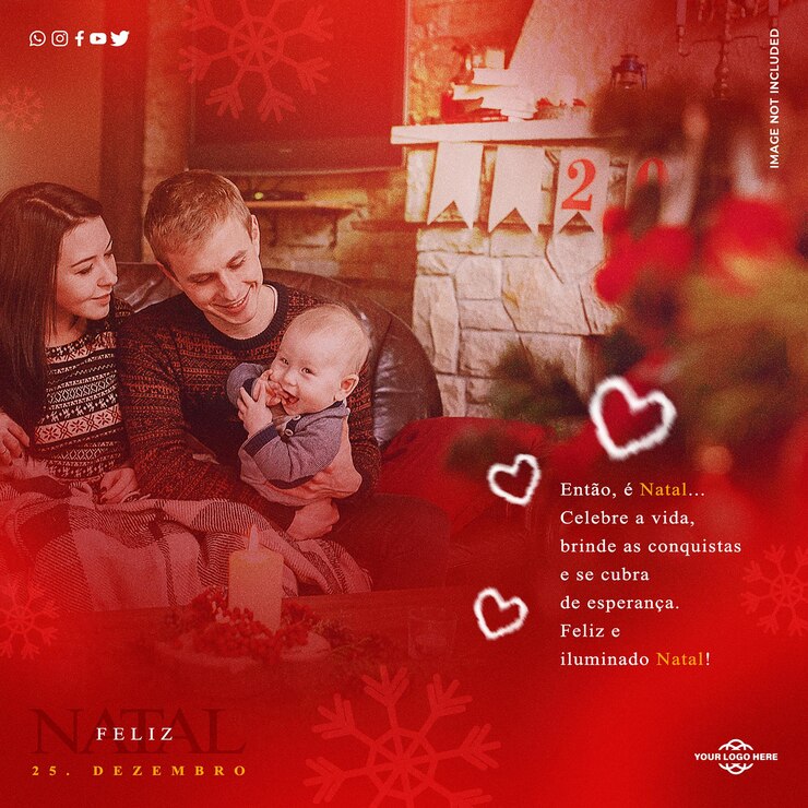 PSD gratuito plantilla de marketing de redes sociales psd 3d feliz navidad en portugués en brasileño feliz natal