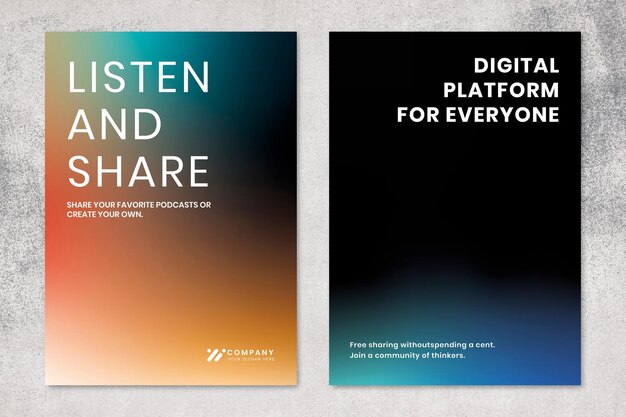 Plantilla de marketing de tecnología gradiente psd poster dual set