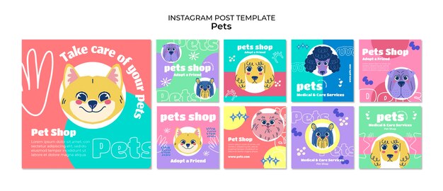 Plantilla de mascota de diseño plano