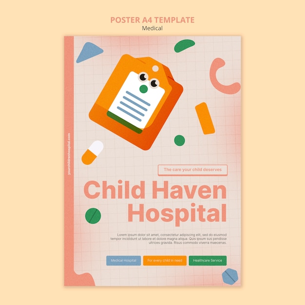 PSD gratuito plantilla médica de diseño plano