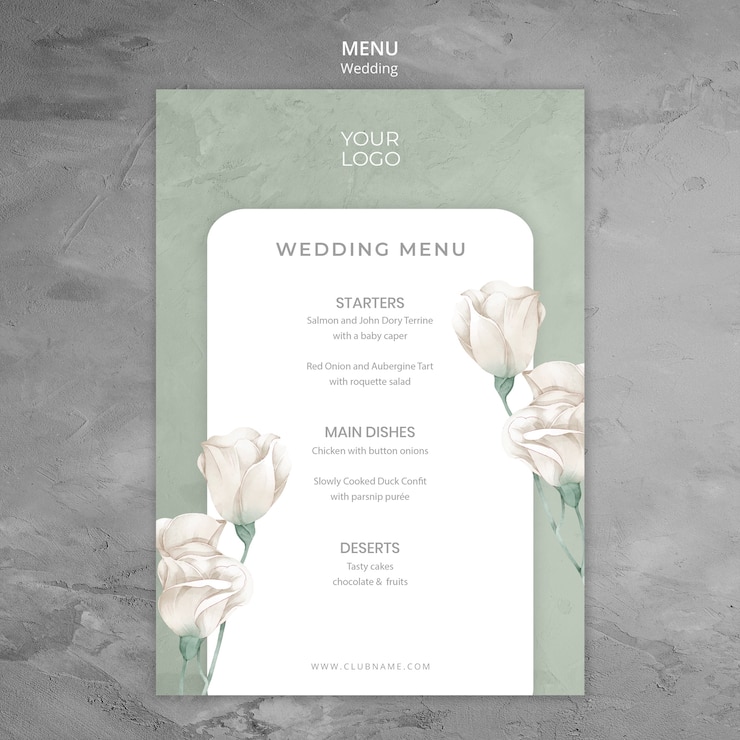 PSD gratuito plantilla de menú de bodas