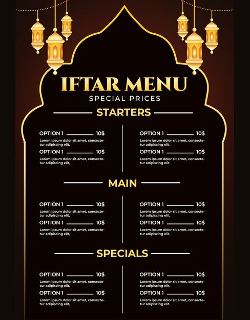 Plantilla de menú iftar