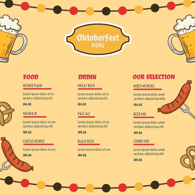 PSD gratuito plantilla de menú oktoberfest