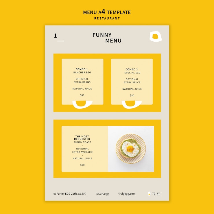 PSD gratuito plantilla de menú de restaurante de colores