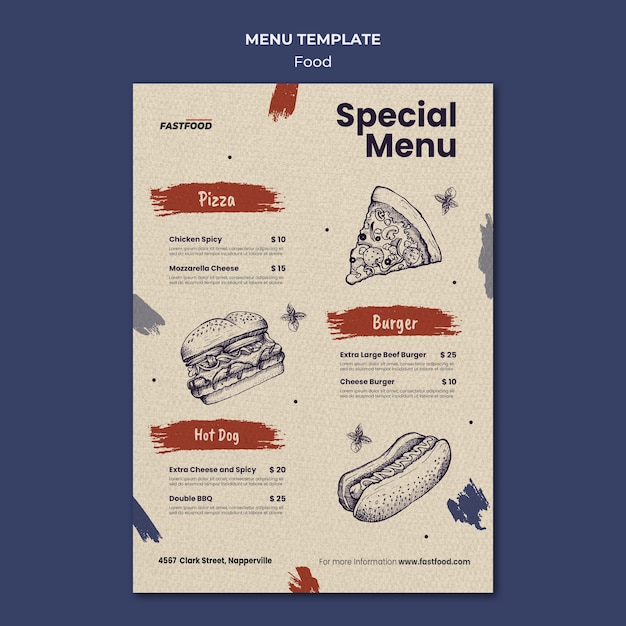 Plantilla de menú de venta de comida