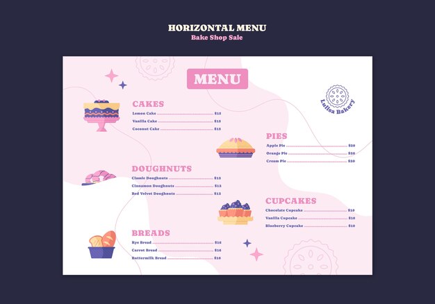 plantilla de menú de venta de horneado