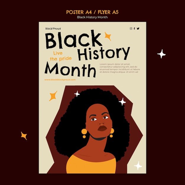 Plantilla de mes de historia negra de diseño plano