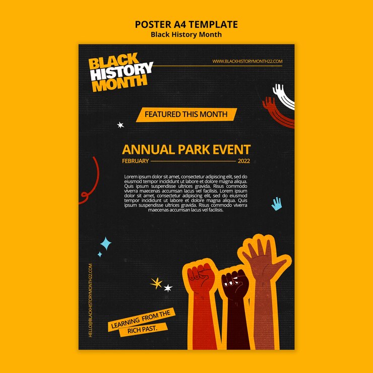 PSD gratuito plantilla de mes de historia negra de diseño plano