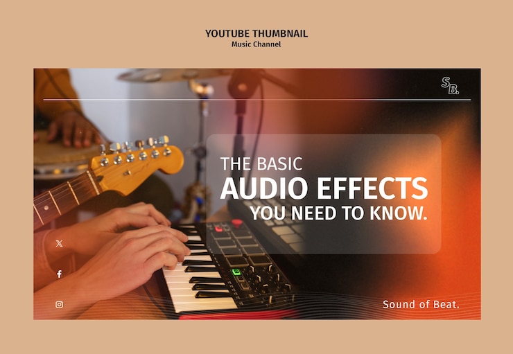 PSD gratuito plantilla de miniatura del canal de música de youtube