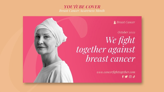 Plantilla de miniatura de youtube del día mundial contra el cáncer de diseño plano