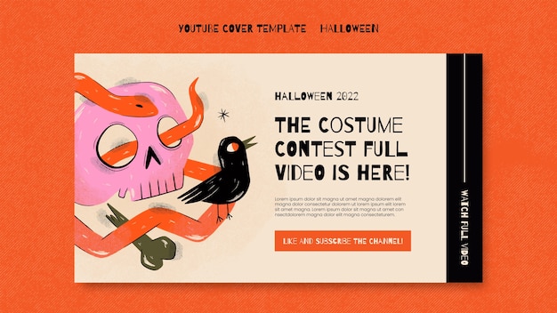 Plantilla de miniatura de youtube de halloween de diseño plano