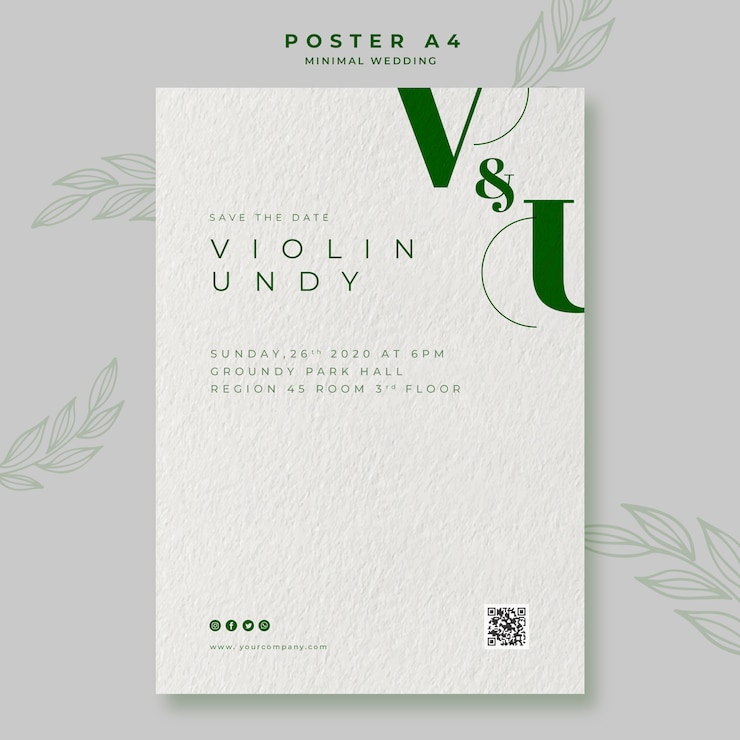 PSD gratuito plantilla mínima de póster de boda a4