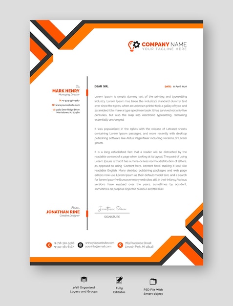 Plantilla moderna de membrete empresarial y corporativo