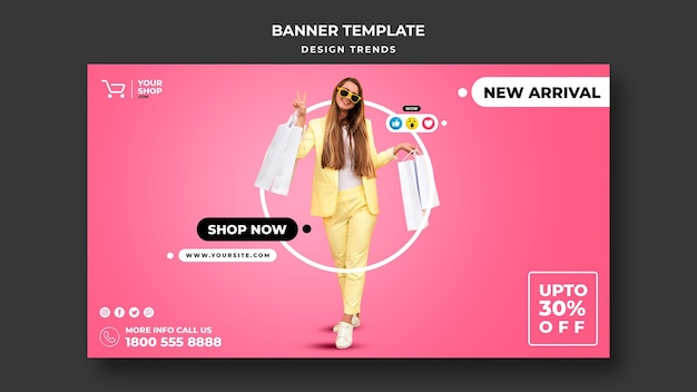 PSD gratuito plantilla de mujer de compras de banner