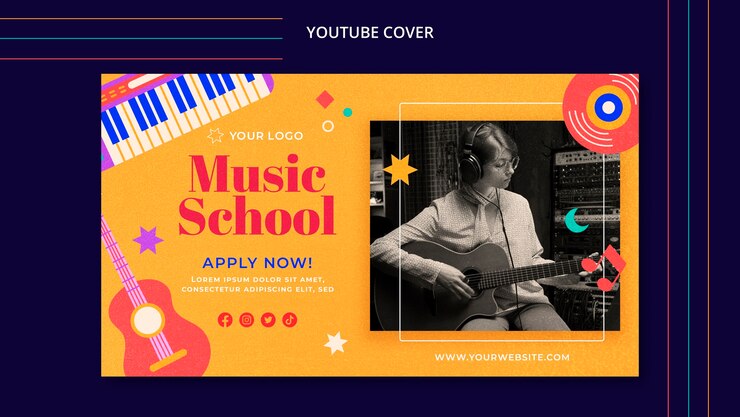 PSD gratuito plantilla de música de diseño plano