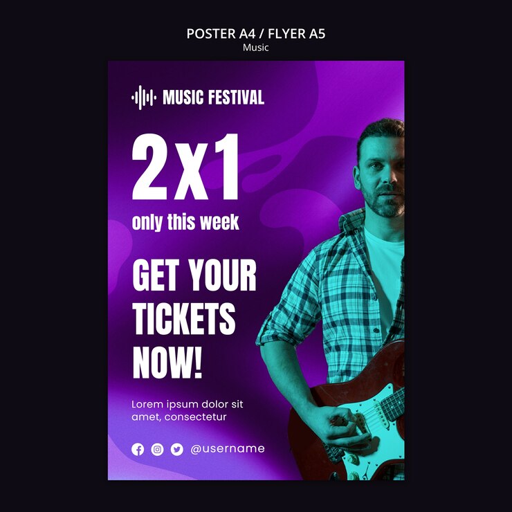 PSD gratuito plantilla de música de diseño plano