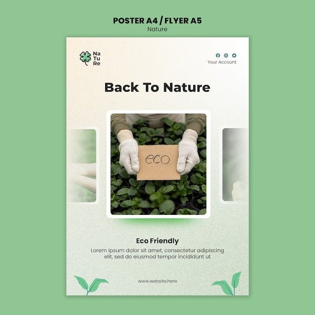 PSD gratuito plantilla de naturaleza de diseño plano