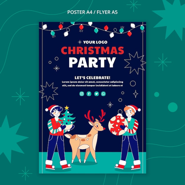 PSD gratuito plantilla de navidad de diseño plano