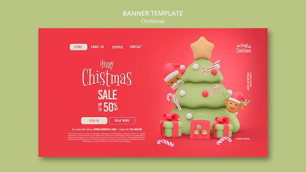 PSD gratuito plantilla de navidad de diseño plano