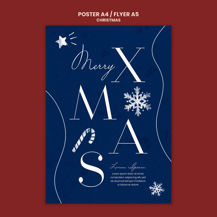 PSD gratuito plantilla de navidad de diseño plano