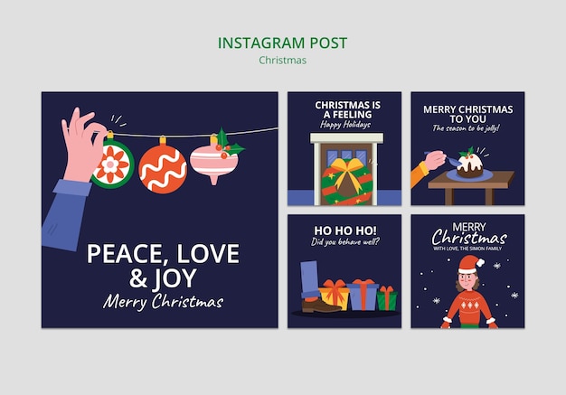 Plantilla de navidad de diseño plano