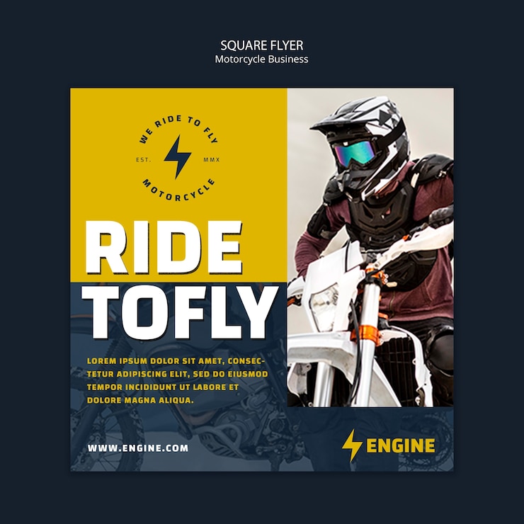 PSD gratuito plantilla de negocio de motocicleta de diseño plano