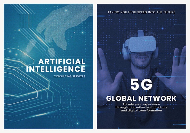 Plantilla de negocio de tecnología AI psd cartel de innovación futurista