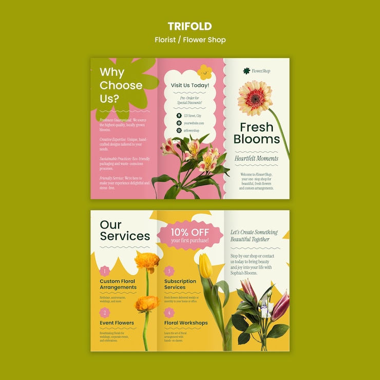 PSD gratuito plantilla de negocio de la tienda de flores