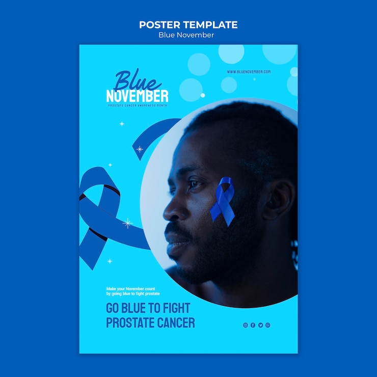 PSD gratuito plantilla de noviembre azul de diseño plano