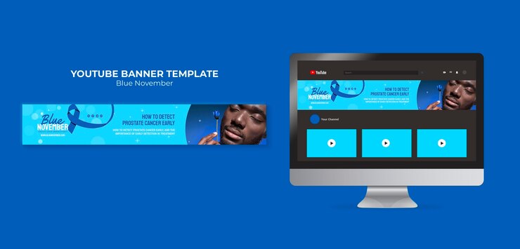 PSD gratuito plantilla de noviembre azul de diseño plano