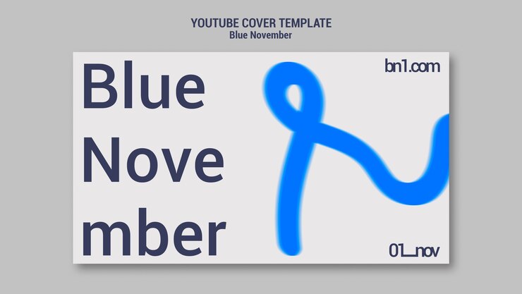 PSD gratuito plantilla de noviembre azul de diseño plano