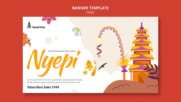 PSD gratuito plantilla de nyepi de diseño plano