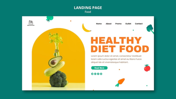 PSD gratuito plantilla de página de aterrizaje de alimentos saludables