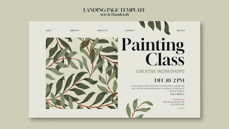 PSD gratuito plantilla de página de aterrizaje de artes y artesanías