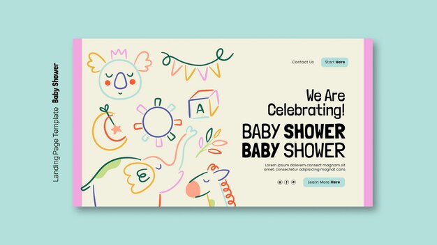 plantilla de página de aterrizaje de baño de bebé de diseño plano.