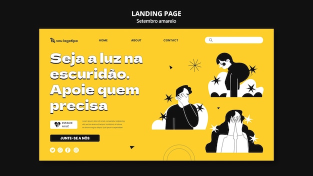 PSD gratuito plantilla de página de aterrizaje para la campaña de concienciación sobre la prevención del suicidio en brasil