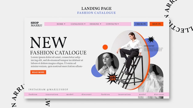 plantilla de página de aterrizaje del catálogo de moda