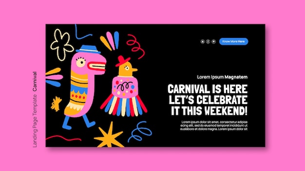 PSD gratuito plantilla de la página de aterrizaje de la celebración del carnaval