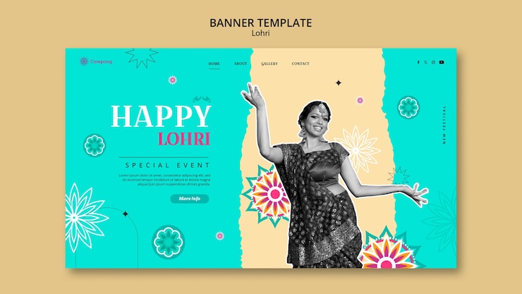 PSD gratuito plantilla de la página de aterrizaje de la celebración del festival de lohri