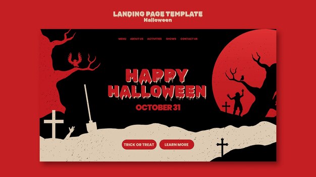 PSD gratuito plantilla de la página de aterrizaje de la celebración de halloween