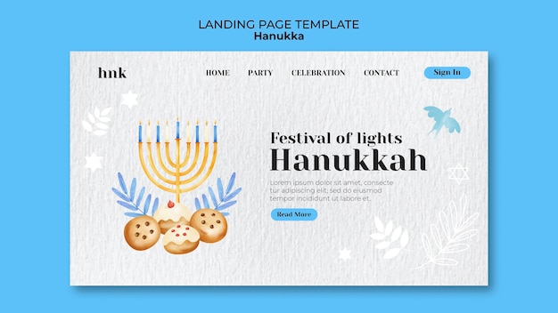 PSD gratuito plantilla de la página de aterrizaje de la celebración de hanukkah