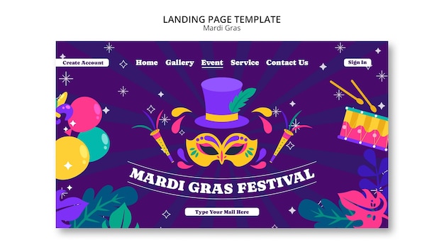 plantilla de la página de aterrizaje de la celebración del Mardi Gras
