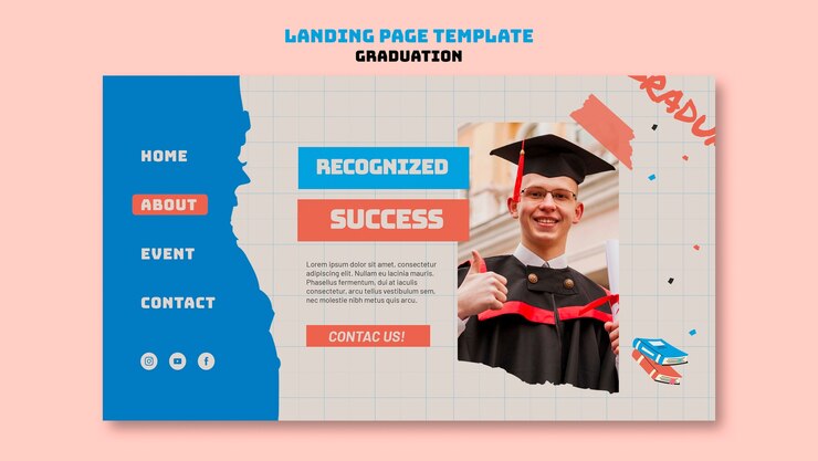 PSD gratuito plantilla de página de aterrizaje de ceremonia de graduación